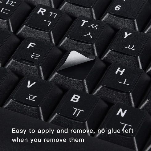 CaseBuy 2PCS Korean Keyboard Stickers, Korean-English Keyboard Letters Replacement Sticker White Font on Black