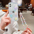 Compatible with iPhone 11 Case Clear Cute 3D Five pointed colorful Sparkling stars with Bracelet Chain Design for Girls Women Kawaii Protective case for iPhone 11-Colored Stars