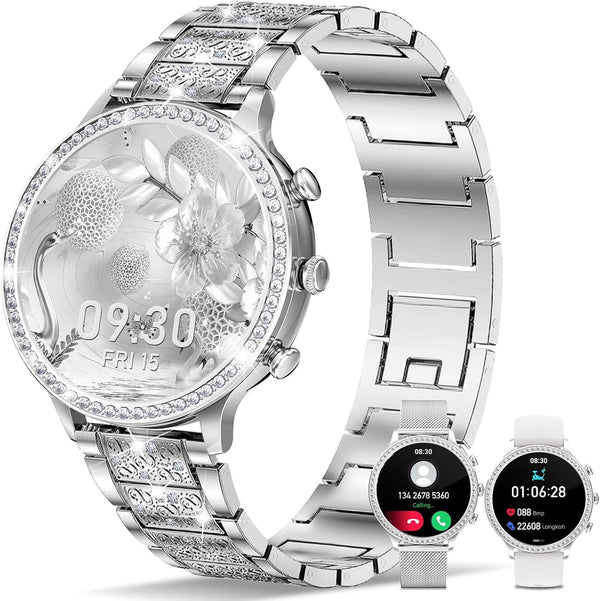 Smart Watch for Women with Answer/Make Call, Bluetooth Smartwatch for Android iOS Phones, Blood Pressure Watch,