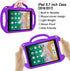 LTROP Kids Case for iPad 5th/6th Generation & Air 2, Shockproof Bumper Cute Kid Case with Shoulder Strap (Purple)
