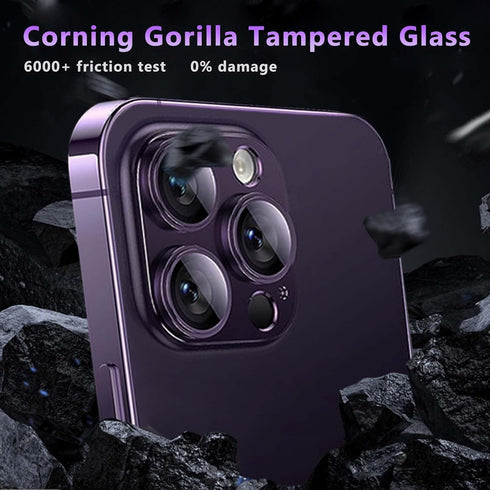 Meikobuly Camera Lens Protector for iPhone 14 Pro/Pro Max - Purple, Metal Ring, Strong Drop Protection, Tempered Glass.