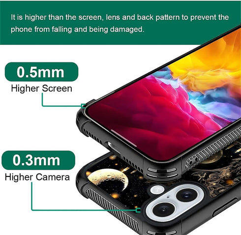 Toulas 16 for iPhone Case,Gothic Bookshelf Dark Academia Literary DesignAll-Round Protection Shockproof Anti-Scratches