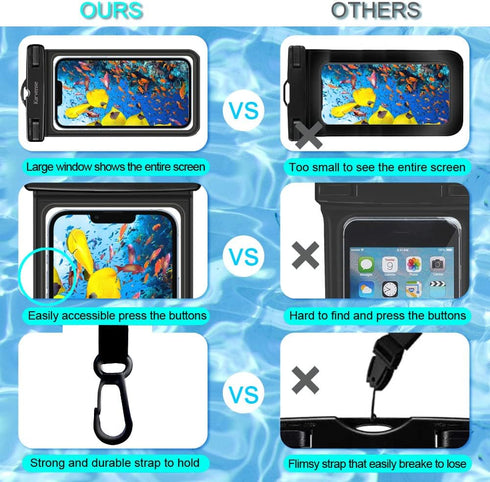 Waterproof Phone Pouch/Case, 2 Pack Holder for iPhone 15 14 13 12 11 Pro Max, Universal Dry Bag for Travel
