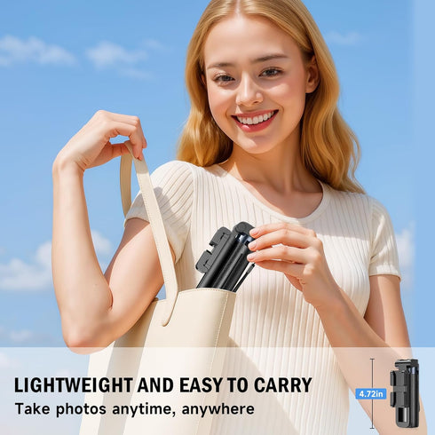 Hesheng MINI Selfie Stick for Phone,Portable Small Size Travel Compact Phone Selfie Stick with Detachable Bluetooth