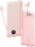 VRURC Portable Charger Power Bank with Wall Plug, 10000mAh with Built-in Cables, PD 20W Fast Charging