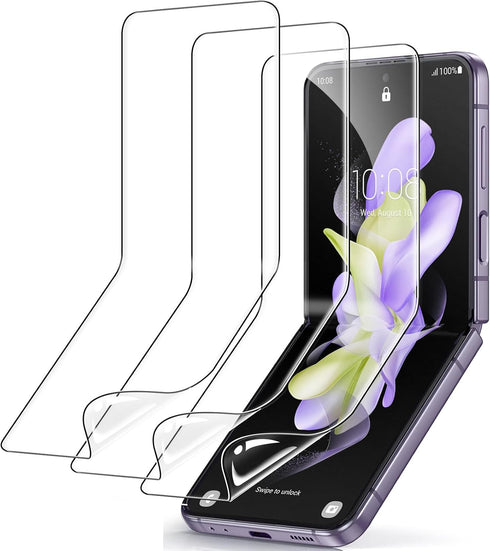 Screen Protector for Samsung Galaxy Z Flip 4, Clear Flexible TPU Film Full Coverage, 3 Pack