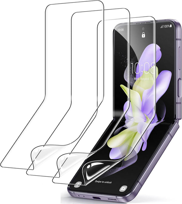 Screen Protector for Samsung Galaxy Z Flip 4, Clear Flexible TPU Film Full Coverage, 3 Pack