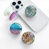 Expandible Collapsible Clear Crystal Glitter Mobile Phone Grip Stand Holder for Smartphones & Tablets (Blue Gold