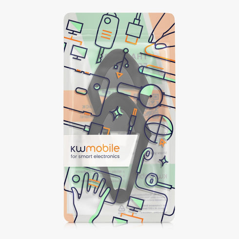 kwmobile Cat Ears for Overear Headphone (Set of 2) - Fits Headbands 1" to 1.5" (2.5cm to 3.8cm) Diameter - Black/Grey.