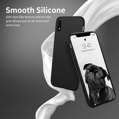 OTOFLY iPhone XR Case, Premium Soft Liquid Silicone Rubber, Full-Body Protective Bumper Case, Black