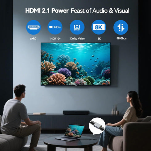 Forinces 3 Pack 8K 2.1 Focuses HDMI Female to Female Adapter, HDMI Coupler Extension Adapter, Extend Your HDMI Cables