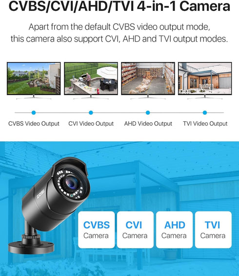 ZOSI 1080P 1920TVL Security Camera - Black Bullet Cam for Indoor/Outdoor, IP67 Weatherproof, 120ft IR Night Vision