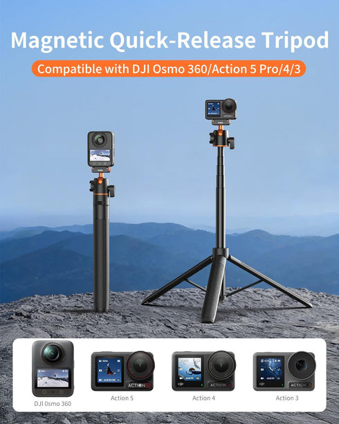 VRIG 55" 5 4/3, 360 13 55 inches AC-40S Action Camera Selfie Stick Tripod for DJI Osmo Action Pro/ Magnetic Quick