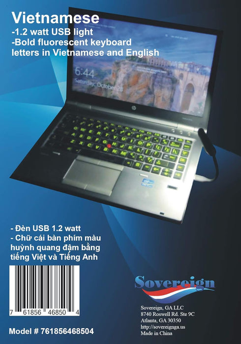 Vietnamese Keyboard Stickers with Fluorescent Inlays for All Laptop and Desktop Keyboards, Includes Pocket Magnifier