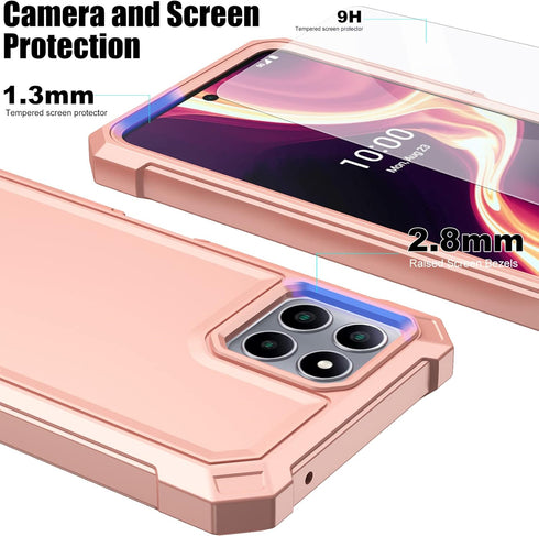 Ailiber Rose Gold Case for Boost Celero 5G Plus with Screen Protector, 2 Layer Structure Protection, Shockproof Bumper