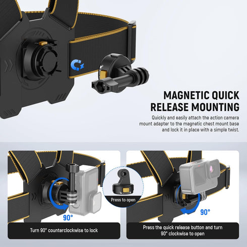 NEEWER Chest Mount Harness for Action Camera, Adjustable Hand Free Chest Strap for GoPro DJI Osmo