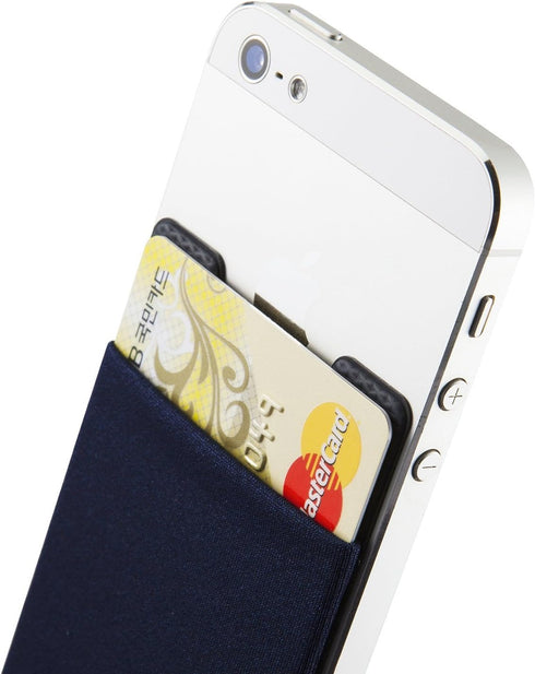 Sinjimoru Basic Cell Phone Wallet Stick on, Card Holder for Back of Phone Working as Adhesive Stretchy iPhone Wallet. Sinji Pouch Basic 2 Navy