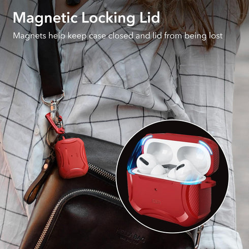 ESR AirPods Pro 2nd Generation Case (HaloLock), Compatible with 1st/2nd Gen, MagSafe, Drop Protection, Red with Cleaner