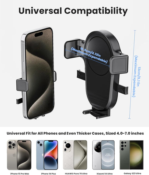 Karmus Rearview Mirror Phone Holder for Car, Rear View Mirror Phone Holder, Rotatable and Retractable Car Phone Holder