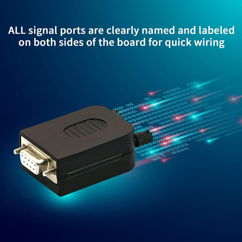 DB9 Female Connector, 4 Pack Solderless RS232 D-SUB Breakout Connector with Case, Long Bolts Tail Pipe