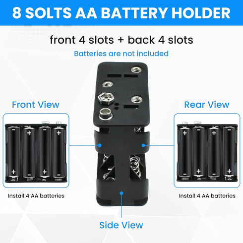 SDTC Tech AA Battery Holder with Snap Connector Kit - 2/4/6/8 x 1.5V Include Battery Case Box and Lead Wire