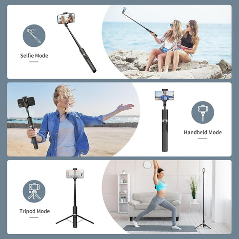 Jishane 61'' Tall Tripod for iPhone - Selfie Stick Tripod All in One Selfie Stick with Wireless Remote, Lightweight