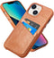 Compatible with iPhone 13, Premium Retro Leather Wallet Phone Case, Brown, with Credit Card Holder