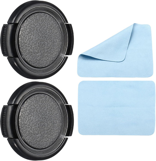 PATIKIL 2 Pack Camera Lens Cap, Sides Pinch Front Cover with Microfiber Cleaning Cloth for 37mm Thread Universal DSLR