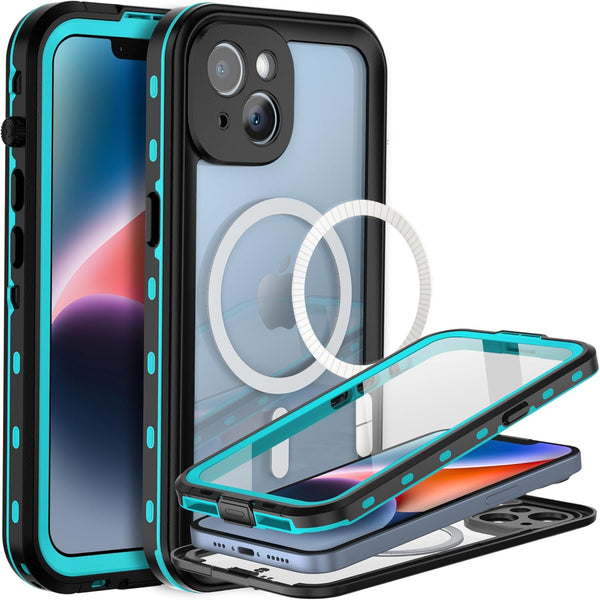 BEASTEK iPhone 14 Plus Waterproof Case, TRE Series MagSafe Shockproof Dustproof IP68 Case with Built-in Screen