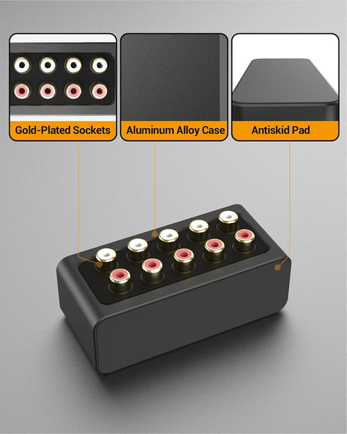 Cubilux AS-R1 4 4-Channel (1 4 Way RCA Audio Splitter Box, Stereo RCA Splitter, Passive Audio Splitter-Made