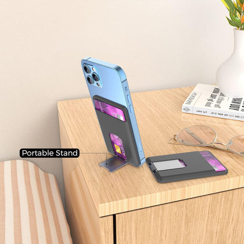 Card Holder for Back of Phone, MagSafe Magnetic Silicone Wallet Compatible with iPhone 15/14/13/12 Series (Midnight