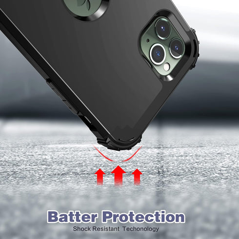 IDweel iPhone 11 Pro Max Case with Tempered Glass Screen Protector, Hybrid 3 in 1 Shockproof Slim Heavy Duty Cover