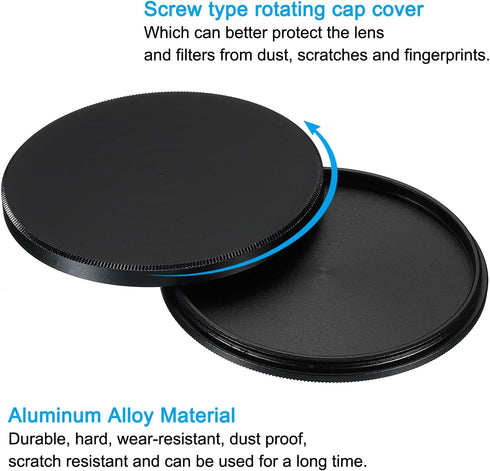 PATIKIL 58mm Lens Cap, 2pcs Universal Lens Filter Stack Cap with Cleaning Cloth for Photography
