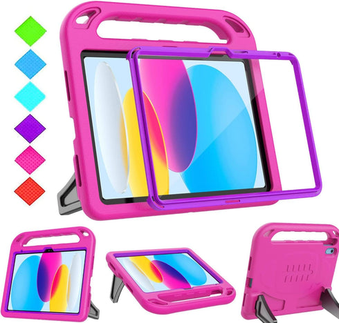 BMOUO Kids Case for iPad 10th Generation 10.9 inch 2022, Shockproof with Built-in Screen Protector, Convertible Handle
