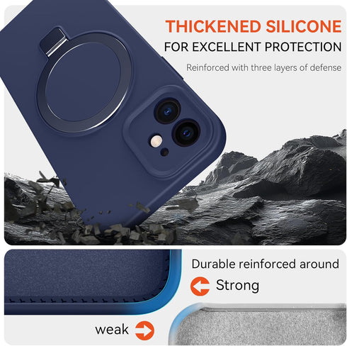 Vanxiliiy 12 12 6.1" Compatible with iPhone Case with Stand, Slim Premium Liquid Silicone Phone Cases for iPhone