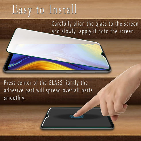 HPTech Tempered Glass Screen Protector for Samsung Galaxy A20, Easy Install, Bubble-Free, 2-Pack.