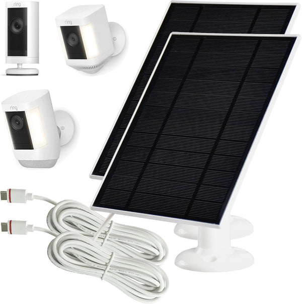 Solar Panel Charger for Ring Stick Up Cam Pro, Ring Spotlight Cam Plus/Pro with USB-C Plug (2PACK)