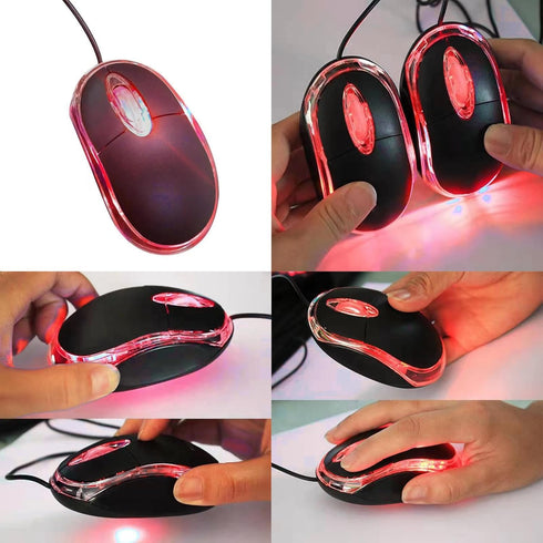 Wired Mini Optical Mouse, Ergonomic USB Computer Mouse for Laptops, PCs, Office, Home, School, Kids, Black