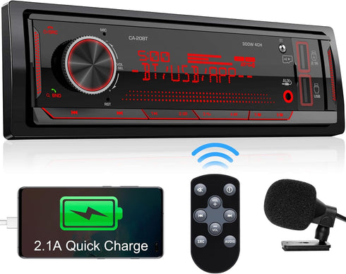 DOVOX Single Din Stereo Marine Radio: Bluetooth Car Audio Receivers with Digital LCD