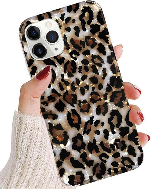J.west Leopard Case for iPhone 11 Pro Max 6.5", Cute Sparkle Translucent Clear Stylish Cheetah Design
