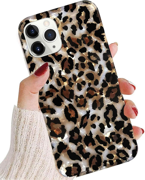 J.west Leopard Case for iPhone 11 Pro Max 6.5", Cute Sparkle Translucent Clear Stylish Cheetah Design