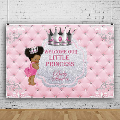 DASHAN 7x5ft Polyester Baby Shower Backdrop - Welcome Our Little Princess Photography Background