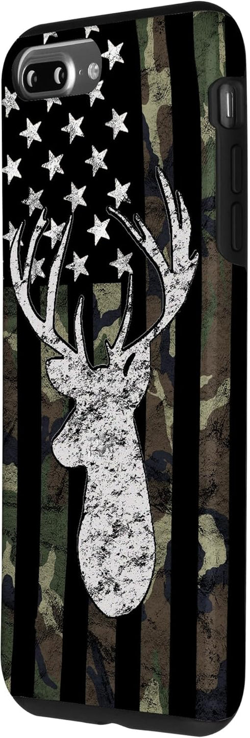 Camouflage American Flag Deer Hunting Whitetail Buck Case for iPhone 7 Plus/8 Plus