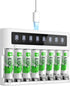 EBL 8 Bay Battery Charger with LCD Screen, Fast Charging for AA AAA