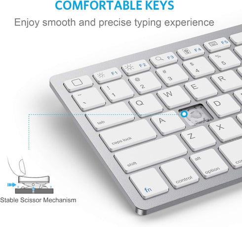 OMOTON Bluetooth Keyboard for iPad 10th Generation, 10.2 (9th/8th/7th), Pro 13/12.9/11, Air 13/11, Mini, White