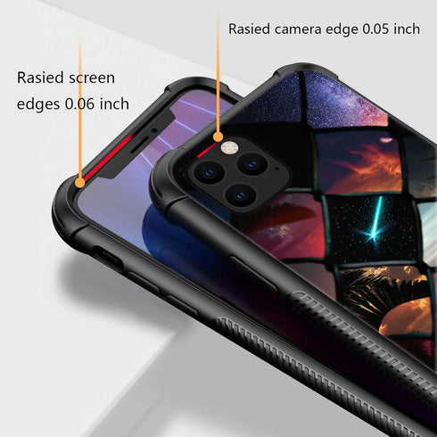 iPhone 12/12 Pro Case - Grid Sunset Pattern, Shockproof Anti-Scratch, Plexiglass, 6.1 inch, Perfect for Boys & Men.