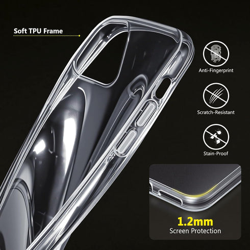 FanTEK 15 6.1 Inch Compatible with iPhone Case, Soft Clear Crystal TPU Phone Cases