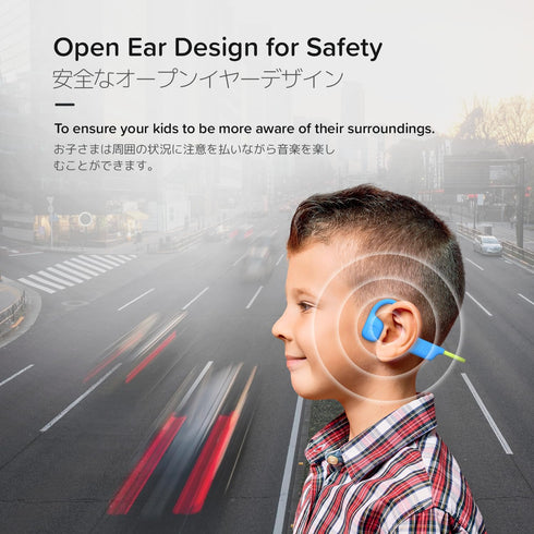 myFirst Headphones Airwaves, Open-Ear Air Conduction Wireless Headphones for Kids, Long Battery Life