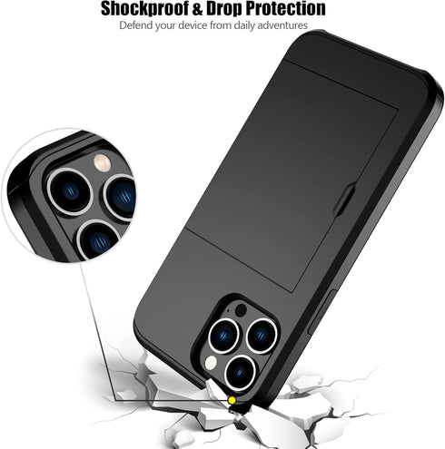 Nvollnoe iPhone 12 Pro Max Case: Heavy Duty Dual Layer Shockproof with Card Holder, Slim Wallet Case for Men & Women -