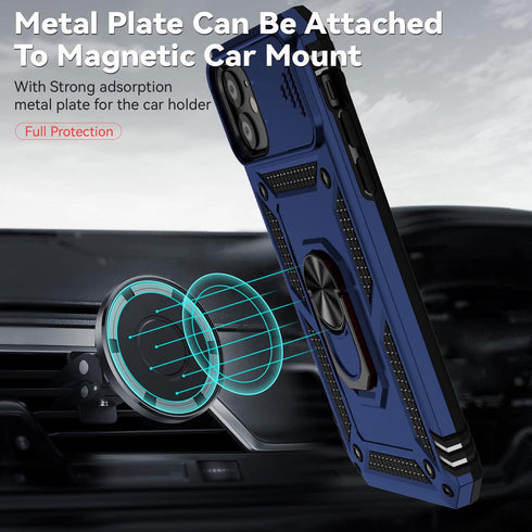 iPhone 11 Case with Screen Protectors and Camera Cover, Military Grade 16ft Drop Tested Cover with Magnetic Kickstand,